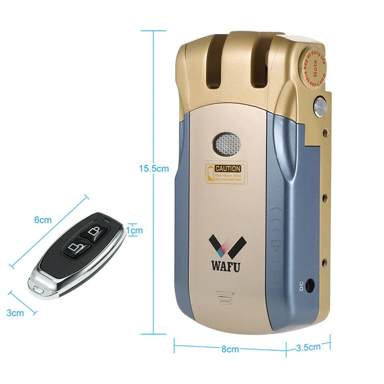 TYIYEWH WAFU 010 Wireless Remote Control Electronic Lock Invisible Keyless Entry Intelligent Lock with 4 Remote Keys