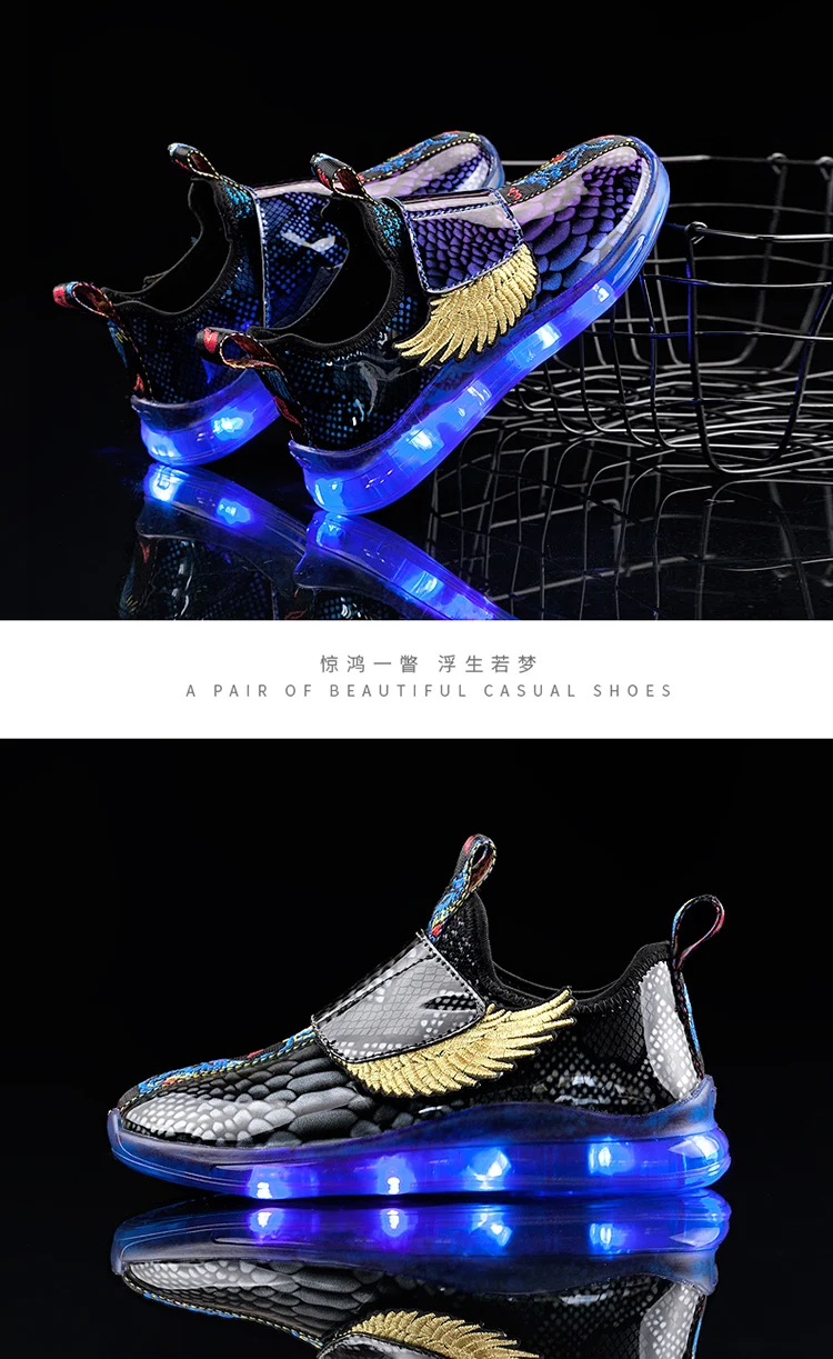 Size 26-37 New Summer Led Fiber Optic Shoes for girls boys USB Recharge glowing Sneakers Man light up shoes High Quality