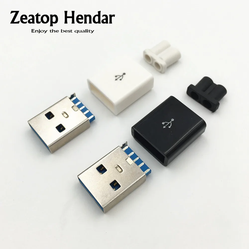 2 комплекта DIY USB 3,0 A штекер 4Pin тип сварки разъем 3 в 1 разъем пайки адаптер Белый Черный два отверстия