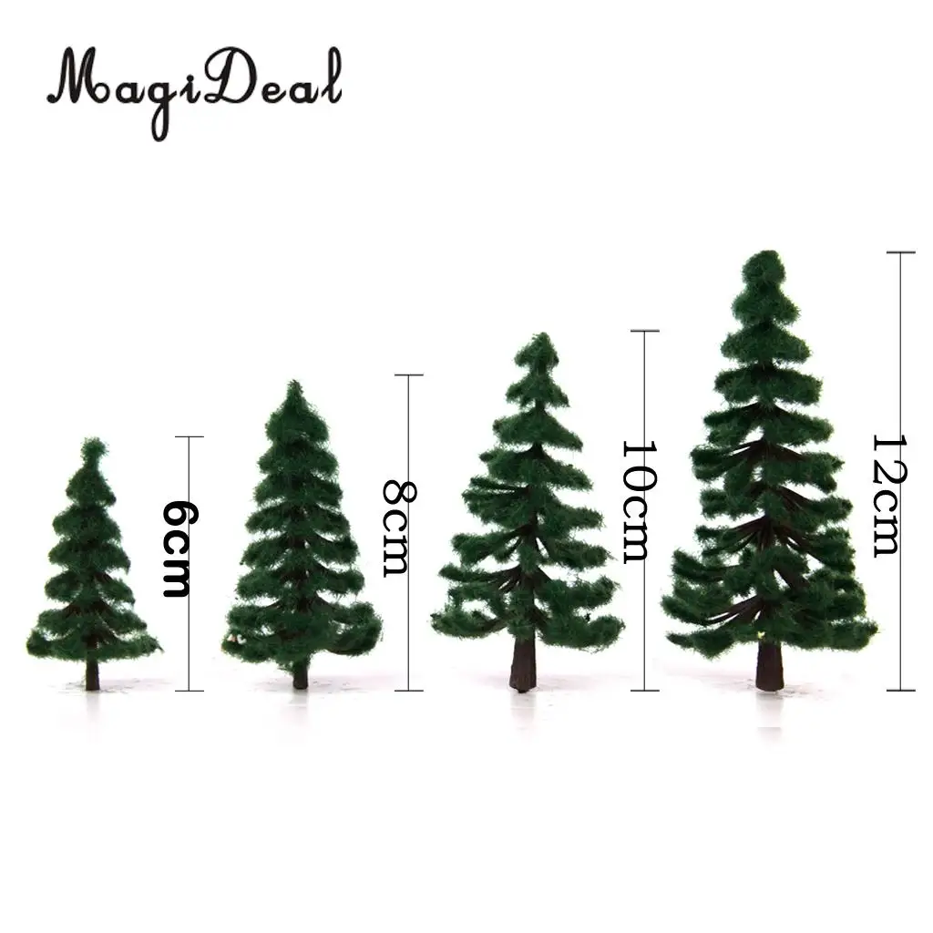 16Pcs Plastic Model Railway Railroad Forest Street Diorama Scenery Building Layout Green PIne Tree HO OO N Scale