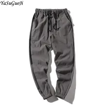 YASUGUOJI, новинка, летние повседневные брюки из льна, мужские облегающие узкие брюки с эластичной резинкой на талии, мужские спортивные брюки, уличные брюки, XXK20