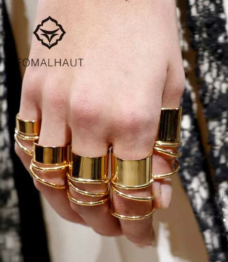 

FOMALHAUT High Quality! Punk style Gold & Silver Color Geometric Round Mid Finger Ring 9pcs/Set RJ-12