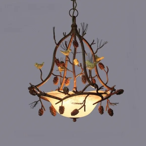 

American country RETRO art pine cone chandelier European style creative restaurant living room bedroom iron lighting LO7124 YM