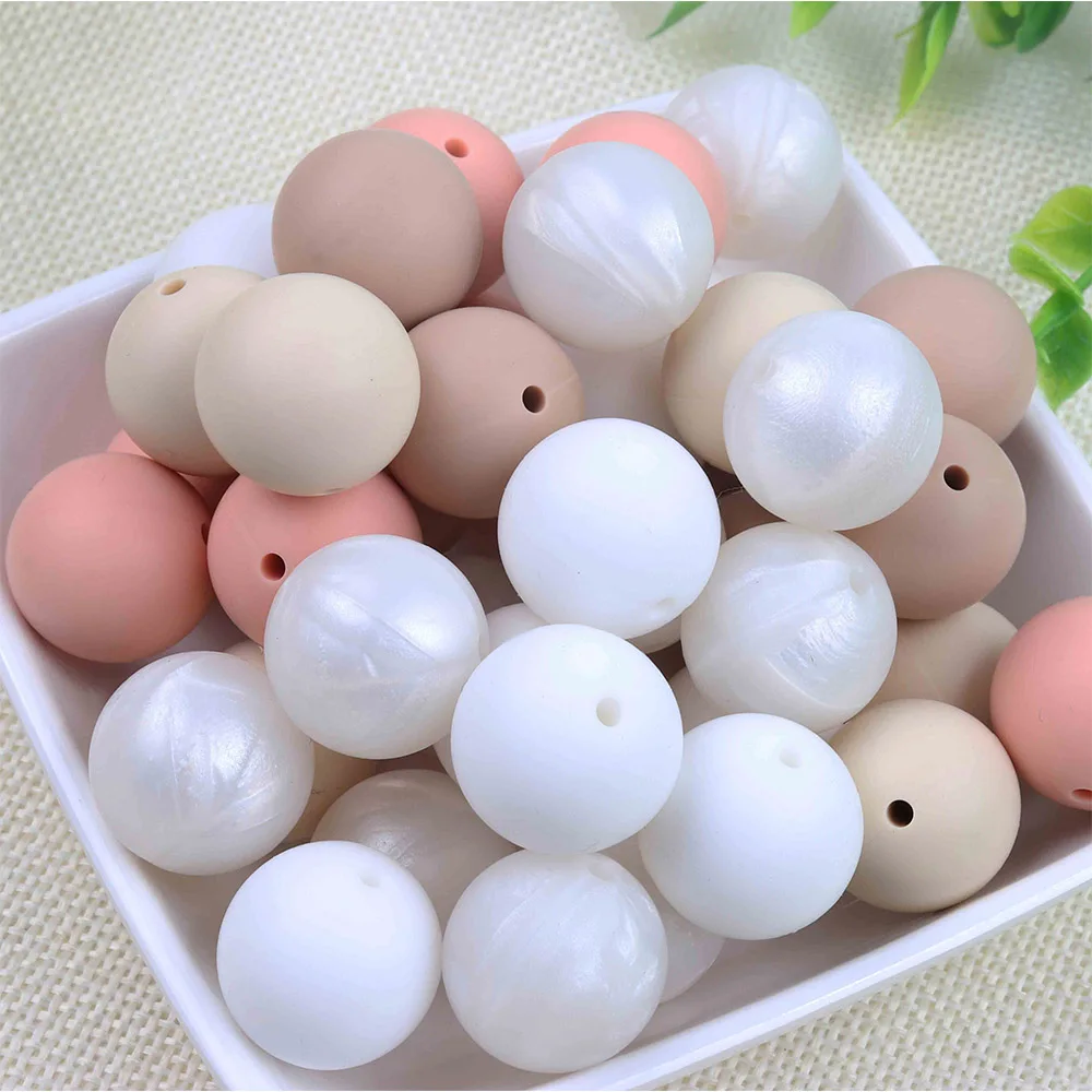 TYRY.HU 50pcs/lot Food Grade Silicone Beads 12/15mm Round Pearl Silicone Baby Teether Toy Silicone BPA Free DIY Nursing Necklace