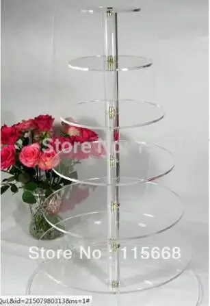 

Wholesale Wedding paper cups acrylic display festival round the wedding sugar cake tier 7 tier acrylic cupcake stand