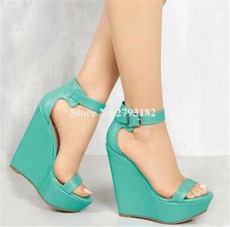 Sandales A Semelles Compensees A Bout Ouvert Pour Femme Laniere D Ete Laniere A Cheville Blanche Bleue Augmentee Tendance Ete Collection Sandales Compensees A Plateforme Haute Aliexpress