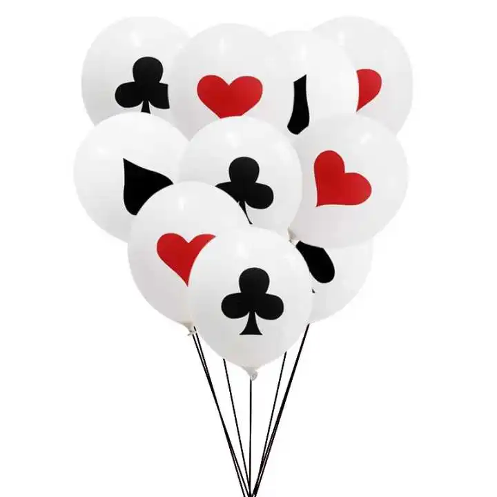 

100pcs/lot 12inch Spades/Hearts/Clubs/Diamonds Latex Balloon Casino Cards Dice Poker Party Supplies Decor Playing Cards Poker