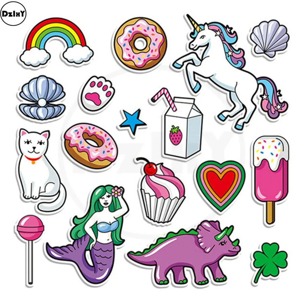 

Dinosaur Thermal Stickers Heat-Sensitive Hippie Burger Patches Iron on Transfers Eco-Friendly Kids Appliques for Clothes @T-159
