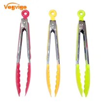 VOGVIGO Силиконовые Кухня Кулинария сервировка салата щипцы для барбекю щипцы Нержавеющая сталь ручка для барбекю щипцы ПИЩЕВЫЕ ЗАЖИМ Цвет в случайном порядке