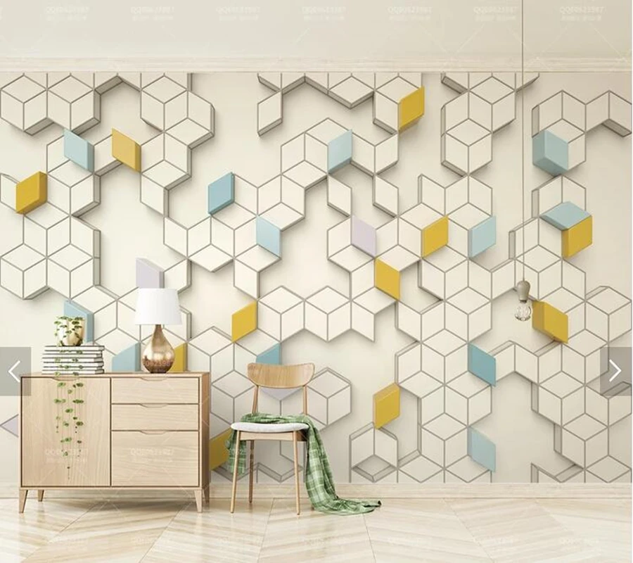 Custom papel de parede 3d colored geometric polygonal mural for living room bedroom sofa TV background wall home decor wallpaper |