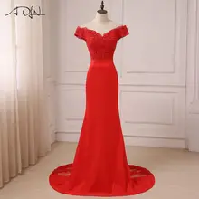 ADLN красное сексуальное вечернее платье дешевые с открытыми плечами Длинные вечерние платья русалки longo