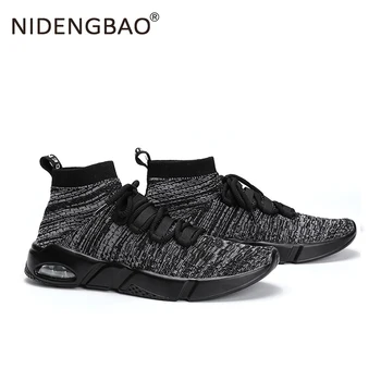 

Men's Running Shoes Outdoors Sport Shoes Breathable Mesh Sneakers Lightweight Sock Footwear Gray Red Black White Big Size 39-46