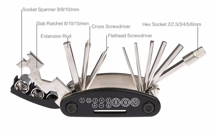 Многофункциональный набор инструментов для велосипеда, дорожный горный велосипед, 16 в 1, многофункциональный набор инструментов, набор для ремонта велосипедных шин, инструмент для велоспорта, Мультитул, новинка