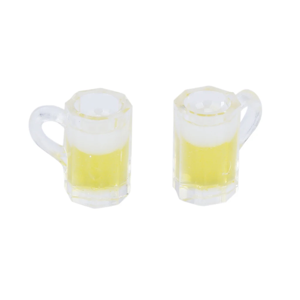 2pcs 1/12 Scale Dollhouse Miniature Beer Mug Mini House Furniture Dollhouse Accessories