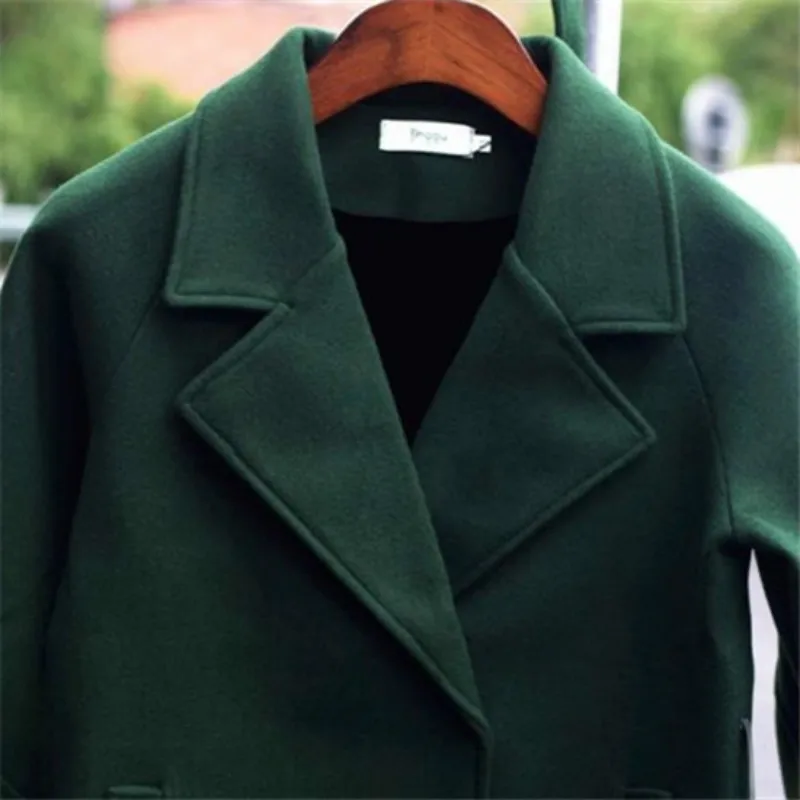 Women Short Woolen Coat Belt Jacket 2018 fashion Elegant Work Office Lady Long Sleeve Blazer Mujer Outerwear Suit Blazer Women