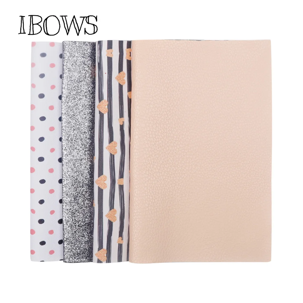 

22*30cm Synthetic Leather Sheet Glitter Dot Heart Pu Faux Leather Fabric For Party DIY Bag Hairbow Patchwork Sewing Material