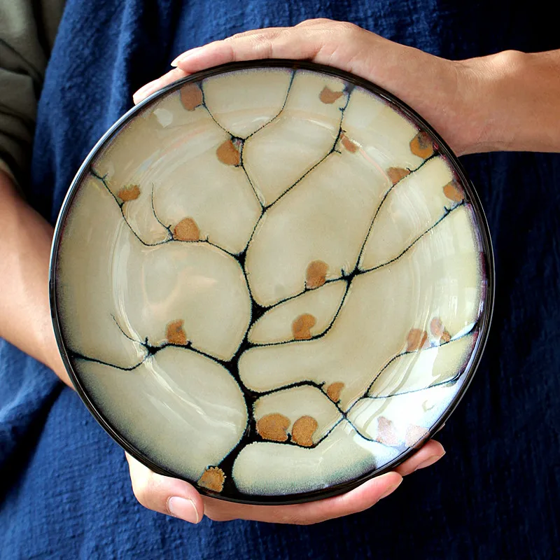

Japaness Style Ceramic Dinner Plates Retro Simple Food Steak Dish Tray Dessert Home Tableware Hotel Plate Dishes