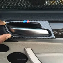 Углеродного волокна салона дверные ручки крышки Накладка дверь чаша наклейки украшения для BMW F70 F71 X5 X6 2008- 2013