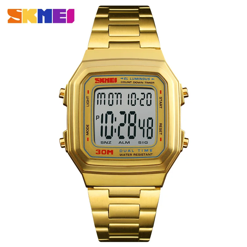 

SKMEI Sport Business Style Watch Fitness Men Digital Electronic Wristwatch 3Bar Waterproof Countdown Stop Watch Alarm Clock