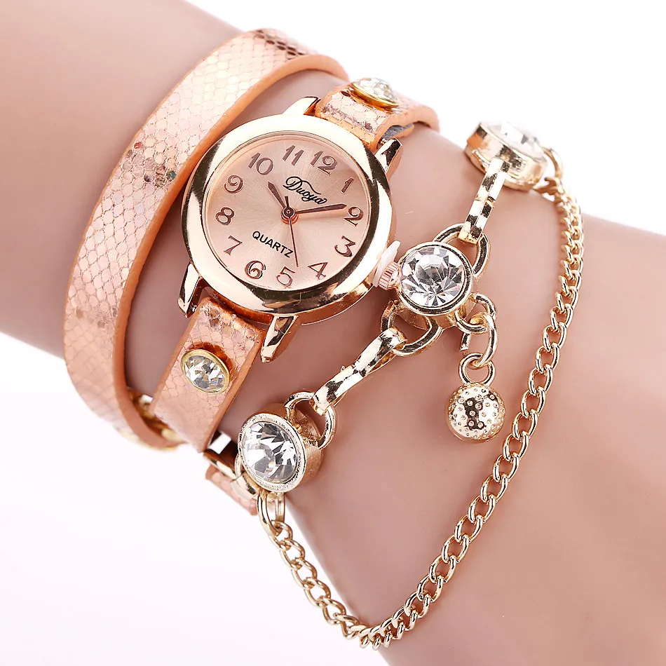 

2018 Hot sale Duoya Women Watches fashion luxury bead pendant watch bracelet wristwatches Leather Band relogio feminino reloj