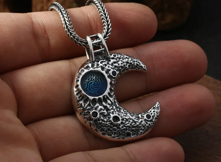 Креативный дизайн Настоящее серебро 925 пробы Космос галактика луна кулон для ожерелье унисекс подвеска ювелирные изделия подвеска