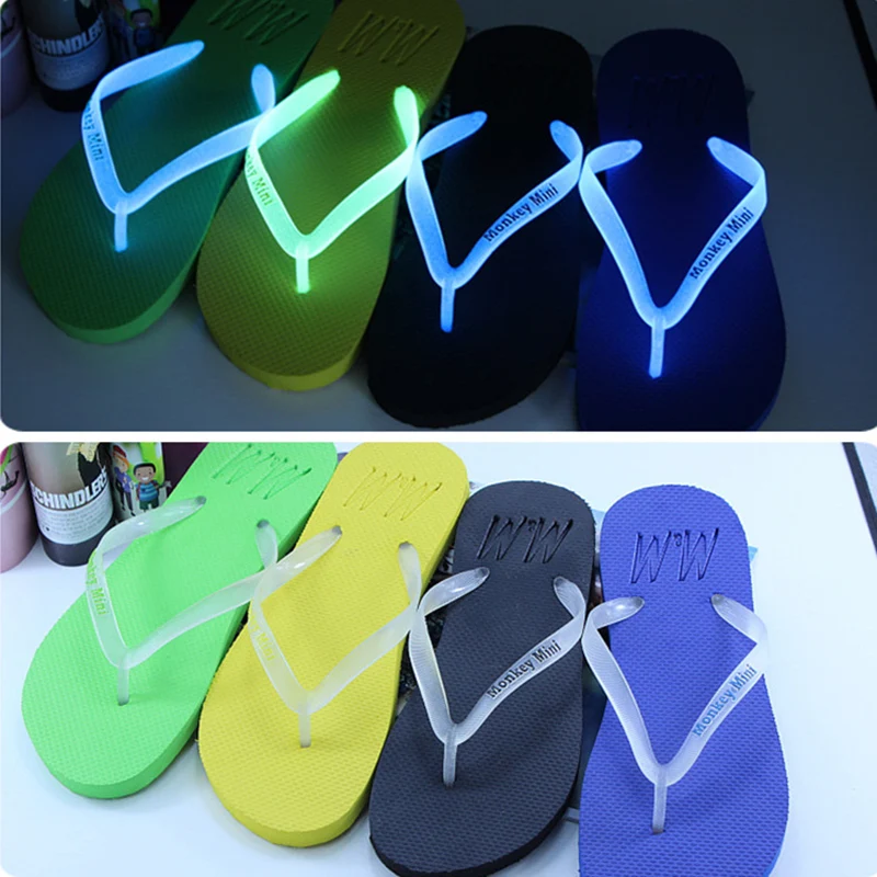 

2019 Brand Luminous Shoes Couple Summer Men's Flip Flops Slippers Female Couple Beach Slipper Cool Zapatos Hombre Plus Size