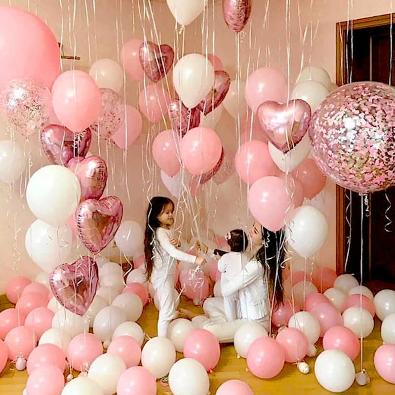 

Wedding Decoration 18inch Rose Gold Heart Foil Balloon 10inch White Pink Latex Balloon Confetti Balloon Birthday Party Kids Toys