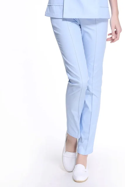 Белая обувь медсестры длинные брюки плюс Размеры летние резинка на талии брюки синий розовый медицинские рабочие Брюки с карманами костюмы врача-R - Цвет: thick-3