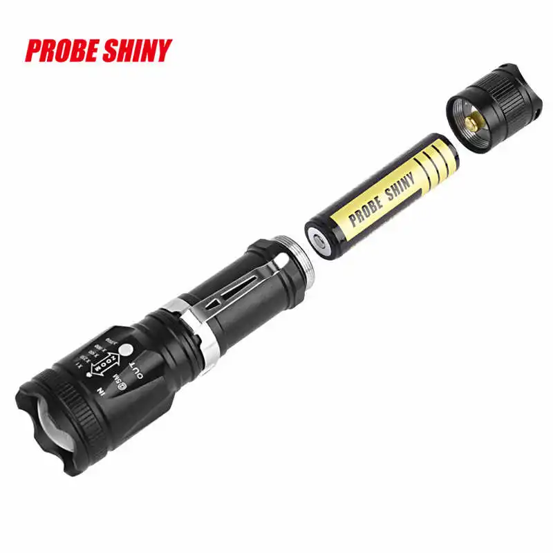 Zoomable XML T6 LED Tactical Flashlight+18650 Battery+Charger+keychain powerful led flashlight fanatic lanterna led t6 #3S26 (6)