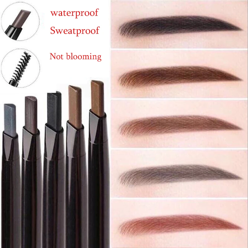 

YMSMT Double Eyebrow Pencil Does Not Smudge The Rotating Triangle 5 Color Eyebrow Pencil Tattoo Durable Waterproof And Sweat