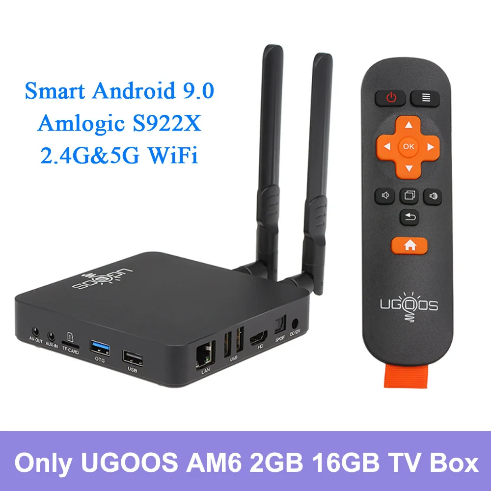 UGOOS AM6 2 Гб 16 Гб ТВ приставка Smart Android 9,0 приставка Amlogic S922X 2,4G& 5G WiFi 1000M LAN DLNA BT 5,0 4K HD медиаплеер - Цвет: Only AM6 TV Box