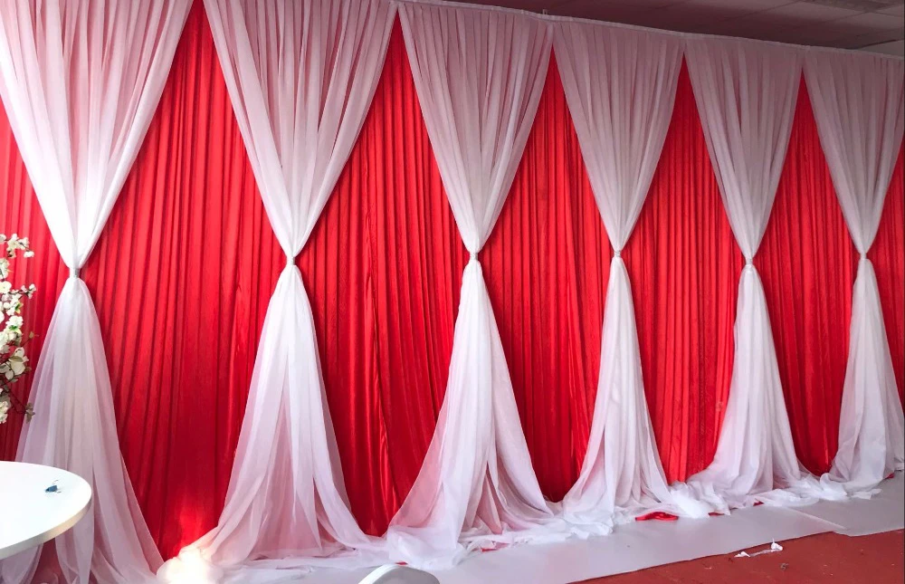 10ft x 20ft Ice Silk & Chiffon Backdrop for Wedding Decoration Wedding  Curtain with Chiffon Valance red with white color|Party Backdrops| -  AliExpress
