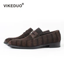 Vikeduo/Лидер продаж года; мужские лоферы из крокодиловой кожи; модные вечерние туфли из натуральной кожи на заказ; офисные туфли; дизайн