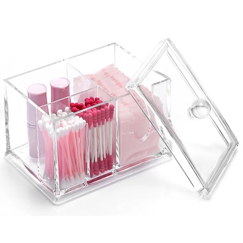 

Acrylic make up decor box organizer Cotton Balls Makeup Holder and makeup storage organizers cotton ball for office supplies