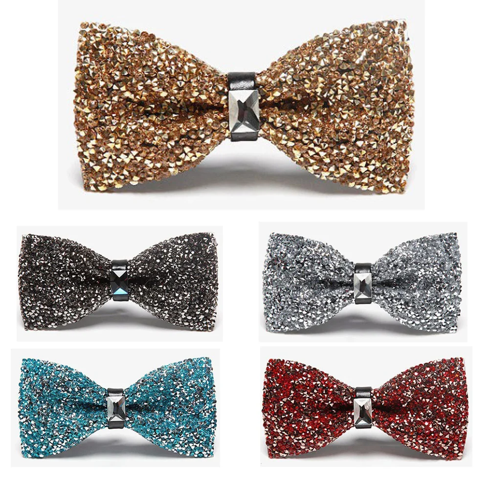 Men Luxury Sparkling Bowties Noble Shiny Crystal Rhinestone Wedding Bow Ties BWTQN0030in Men's