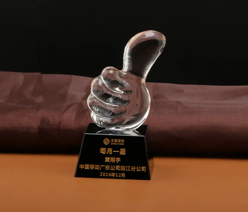 

15 cm crystal trophy creative custom cup promotion thumbs up souvenirs