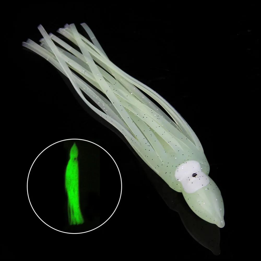 

Luminous Octopus Squid Skirts Soft Lure Jig Hooks Glow In Dark 14.5cm