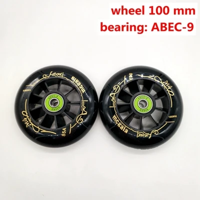 Колеса скутера мигающие 100*24 мм PU колеса 2 шт./лот - Цвет: wheel bearing