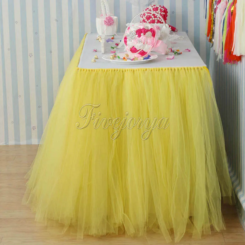 Желтая Тюлевая юбка-пачка для стола 100 см x 80 см, Тюлевая юбка-пачка, Свадебная вечеринка, украшение душевой кабины для малышей