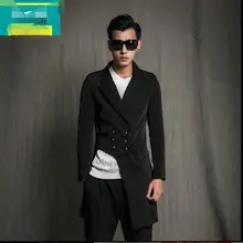 Big yards of men’s!!! 2017 men’s personality Tide male asymmetric stage performance clothing The singer’s clothing
