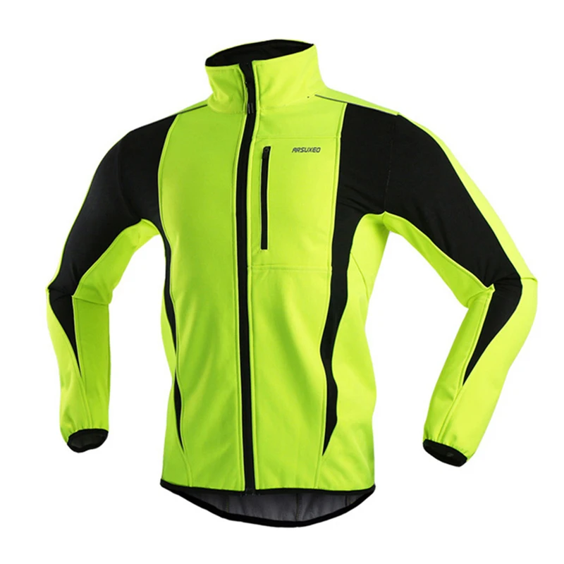 

Arsuxeo Winter Wool Jacket Hot Thermal Cycling Mountain Bike Bicycle Waterproof Windproof Clothes Long Jersey