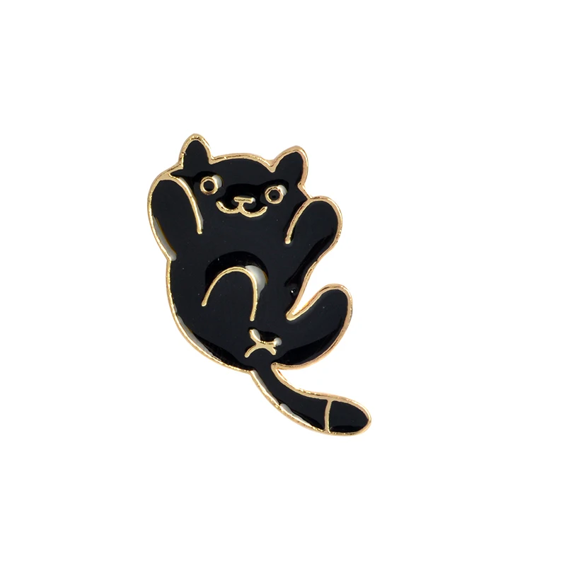 Мультяшная кошка котенок эмалированная брошь-кнопка CD Сердце очки подмигивание Кот Черный Белый Нагрудный значок на пиджак модные украшения для детей женщин - Окраска металла: F