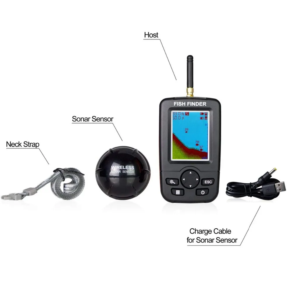 Fish Finder FFW718 upgraded Wireless Portable Fish Finder 40M/120FT Sonar Depth Sounder Alarm Ocean River Lake