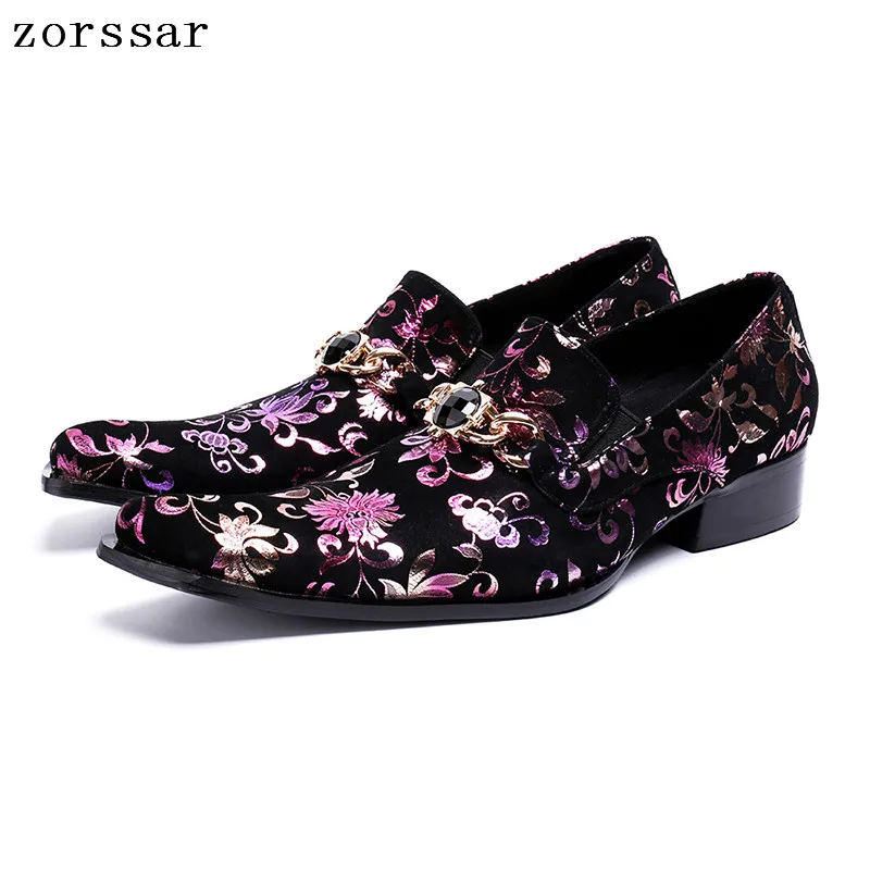 

{Zorssar} fashion print Men Formal Shoes Pointed toe Male Oxford Shoes For Men Dress Shoes Business Wedding Party shoes Size 46