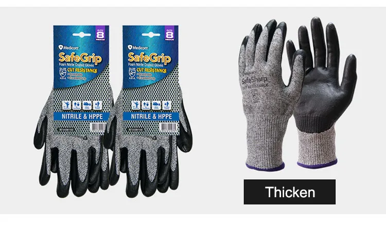 Medicom 1152 1 пара нейлоновые рабочие перчатки пальмовое Нитриловое покрытие безопасные уплотненные перчатки дышащая серая защита
