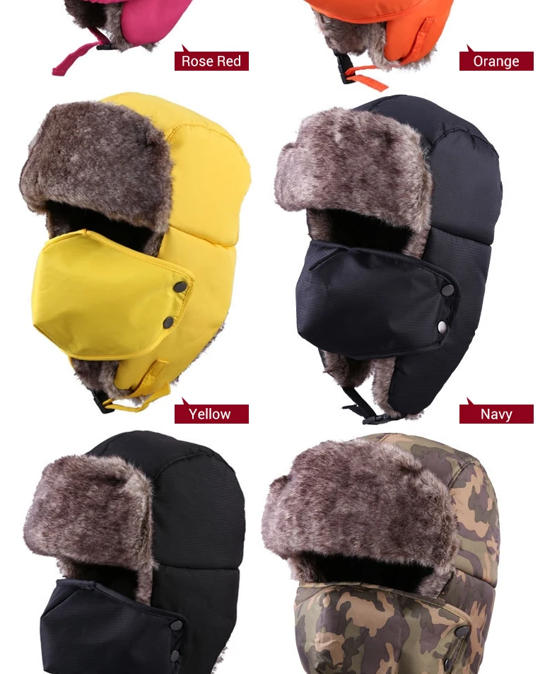 Мотоциклетная маска для лица, зимняя мотоциклетная шапка-охотник, Балаклава, ветрозащитная теплая шапка с ушками, лыжная охотничья шапка-бомбер, защита для лица