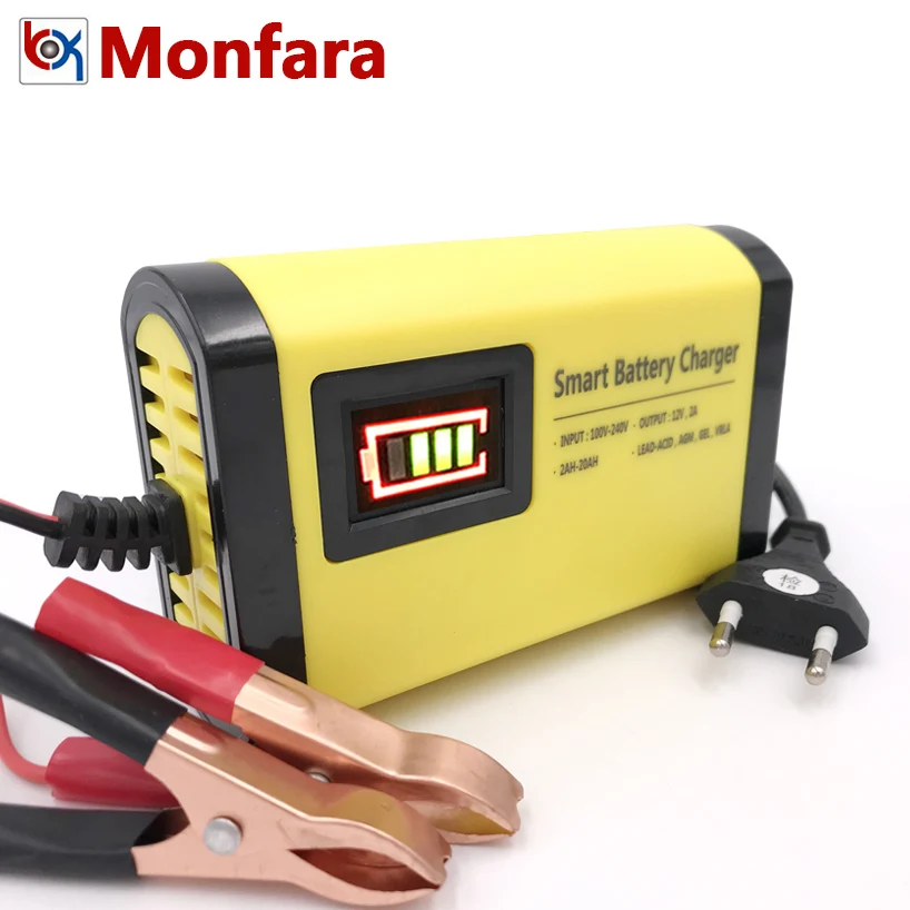 Universal 12V 2A Moto font b Battery b font Charger LED Display 220V EU Plug Smart