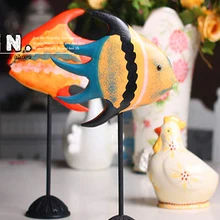 2 шт креативная в средиземноморском стиле подарки магазин дома свадебные декоративные статуэтки деревянные ремесла орнамент морской жизни поцелуй рыбок реквизит