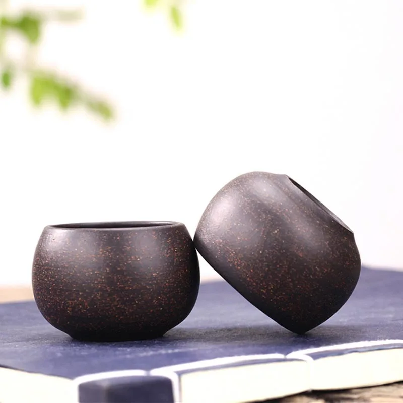 2PCS/Lot 60ML Yixing Purple Clay Puer Teacups Vintage Teaware Handmade Raw Ore Black Zhu Mud Zisha Tea Cup Tieguanyin Mini Bowls 2PCS/Lot 60ML Yixing Purple Clay Puer Teacups Vintage Teaware Handmade Raw Ore Black Zhu Mud Zisha Tea Cup Tieguanyin Mini Bowls