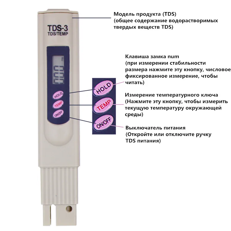 1pcs TDS Meter Filter Pen New LCD Digital Temp PPM Tester Stick Water Purity calibrate by HOLD TEMP BOTTON 30% off